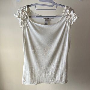 Max Studio Cream Top with Shoulder Details
